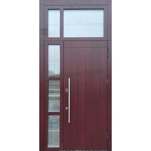 Металлические двери с фрамугой для загородного дома