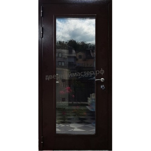 Дверь входная металлическая со стеклом для частного дома
