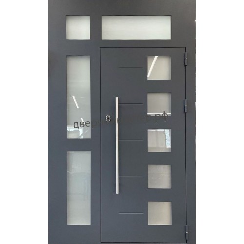 Металлическая дверь со стеклом и порошковым напылением